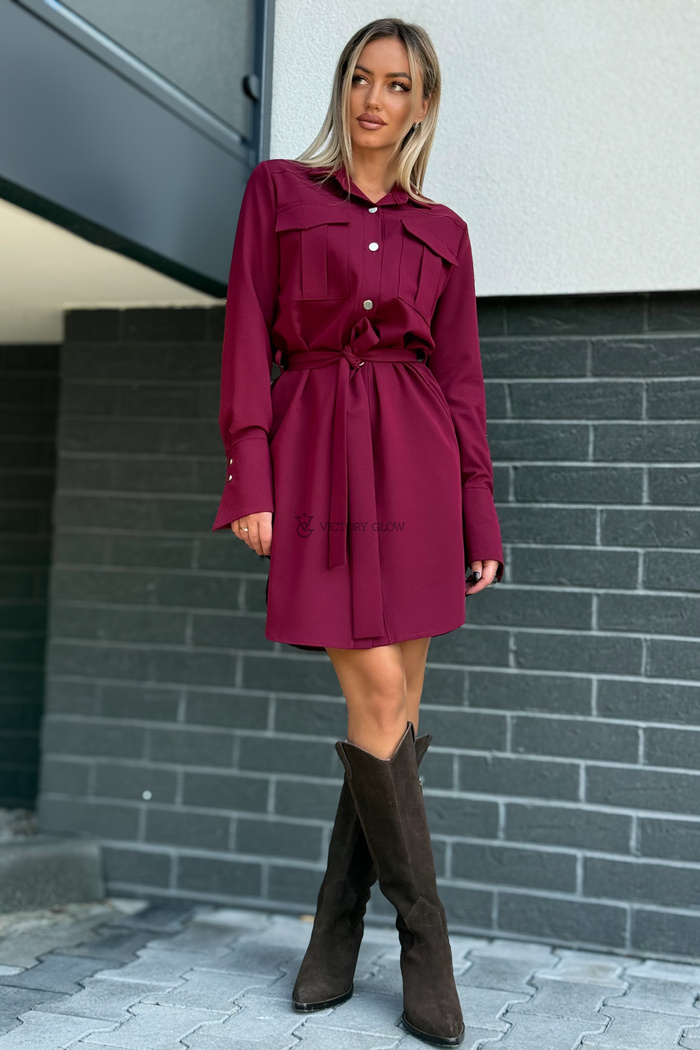 Sukienka koszulowa Paola bordowa