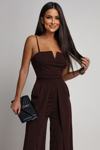 Elegancki kombinezon na ramiączkach Pati czekoladowy