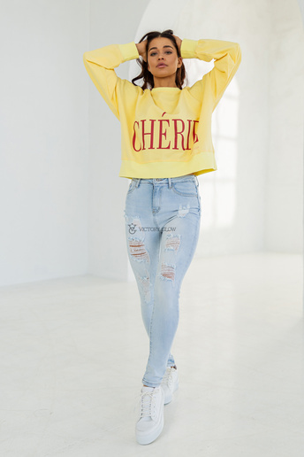Bawełniana bluza oversize Cherie żółta