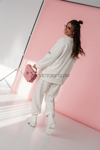 Komplet dresowy z wiskozy Lazzy biały