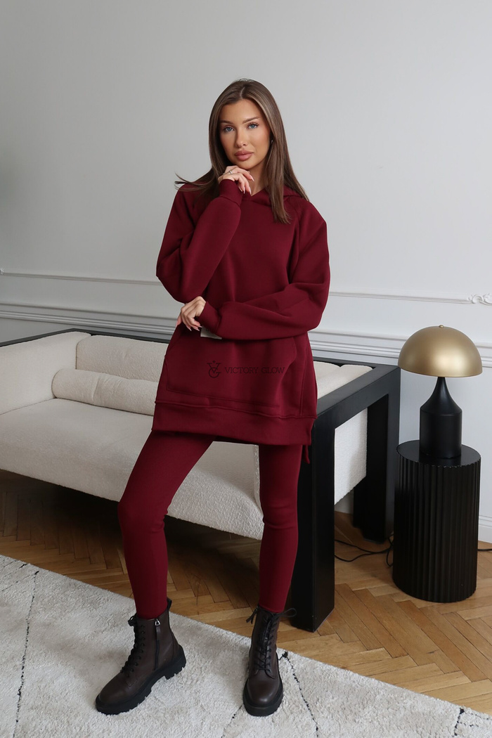 Komplet bluza z kapturem i legginsy Soho bordo