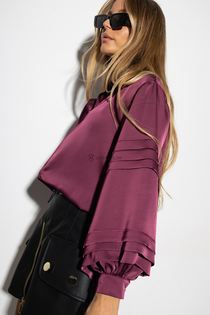 Satynowa koszula oversize Cataleya burgundowa