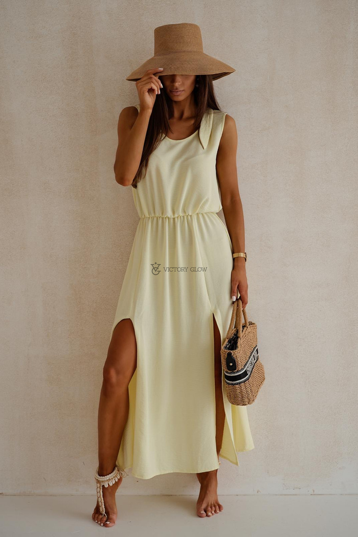 Sukienka letnia z wiązaniem Elli żółta