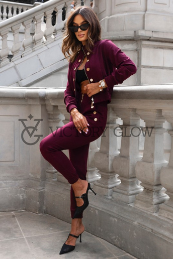 Komplet  bluza i spodnie Excellence bordowy