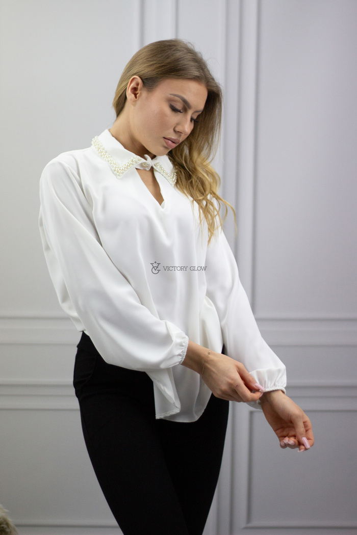 Biała koszula z perełkami Matilde