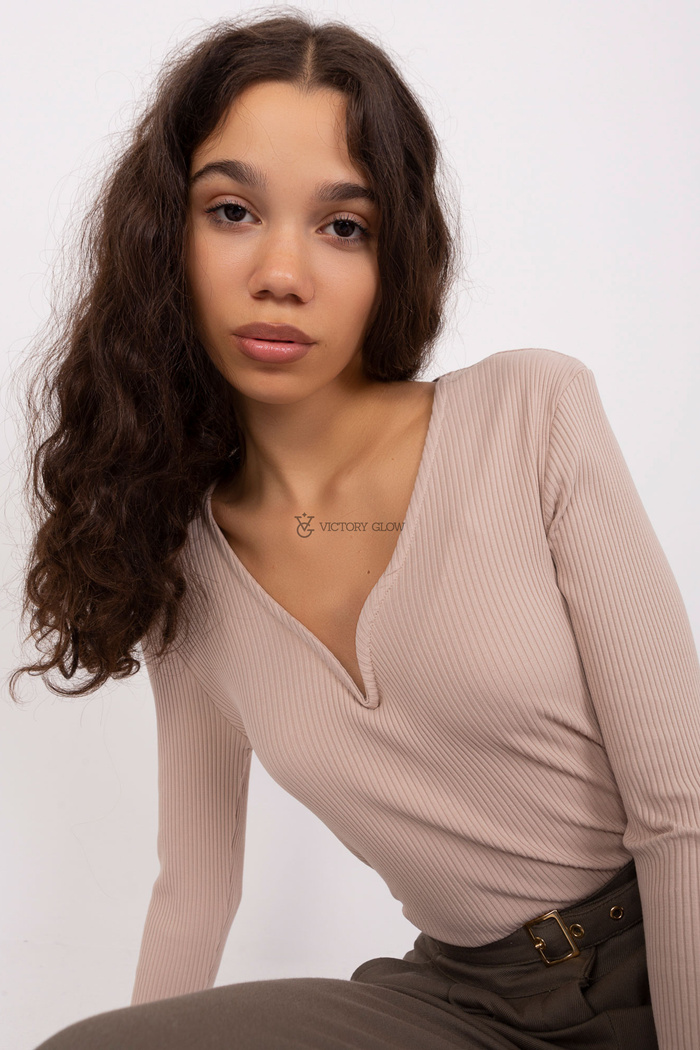 Dopasowana bluzka w prążek Diana beżowa