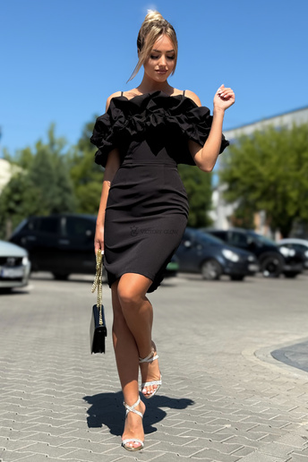 Sukienka koktajlowa Bella midi hiszpanka czarna