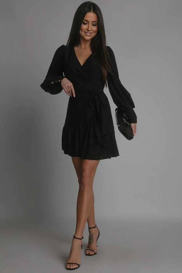 Kopertowa sukienka Anna świąteczny błysk czarna