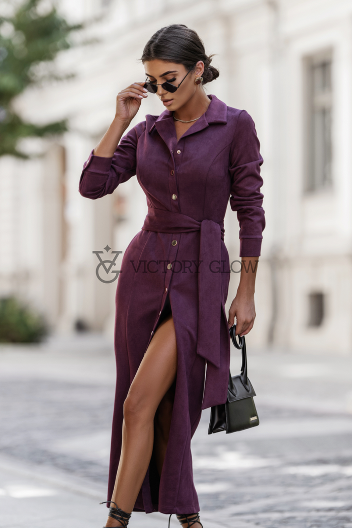 Sukienka maxi zapinana na guziki ILYA bordo