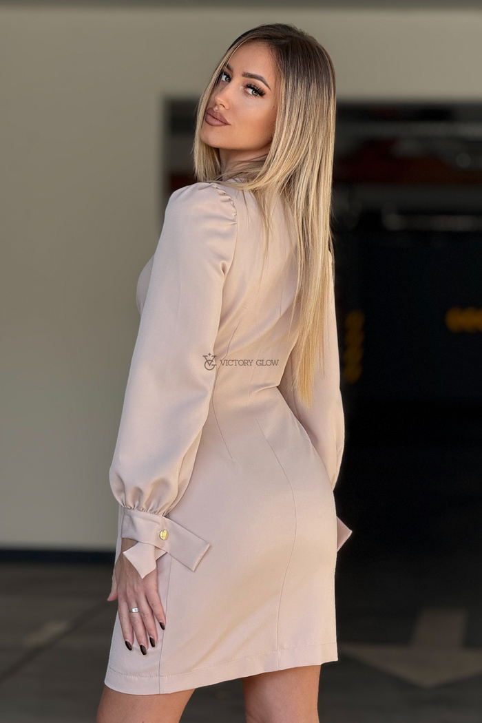 Elegancka sukienka kopertowa Melania beżowa