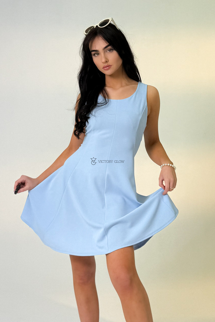 Trapezowa sukienka bez rękawów Mallu niebieska