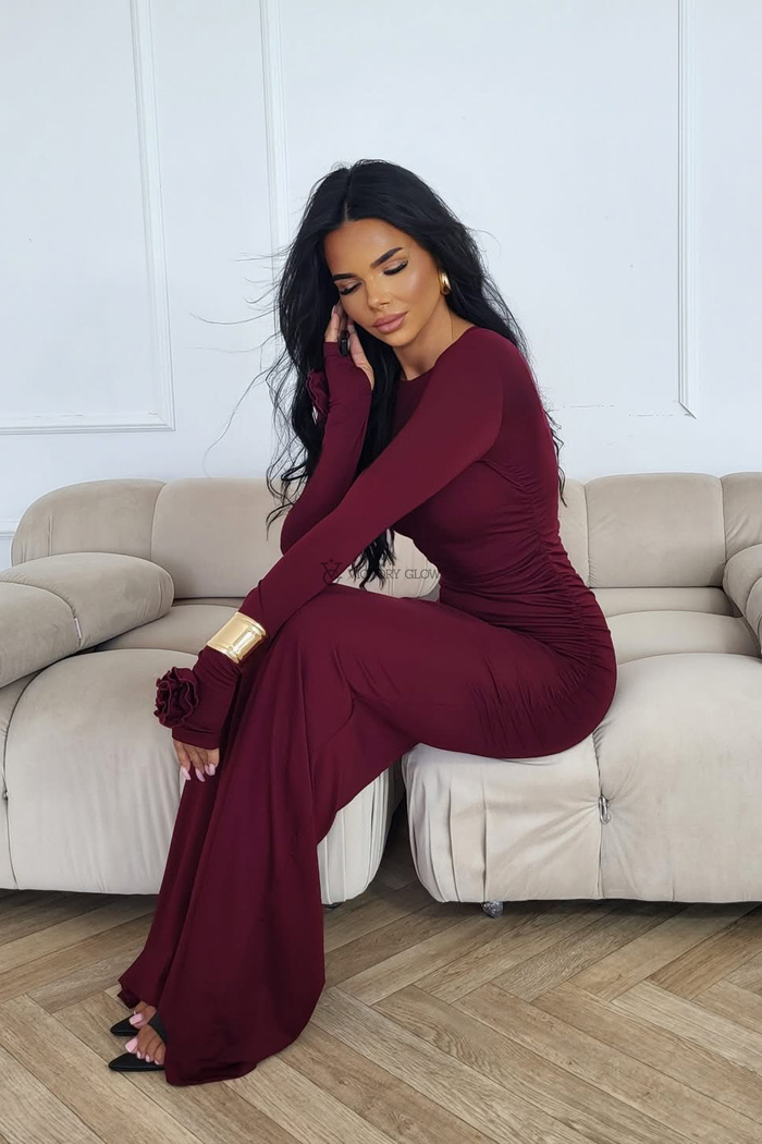 Dopasowana suknia maxi Melody śliwkowa