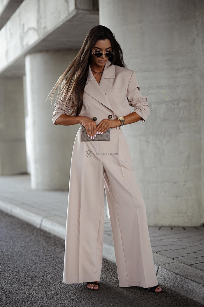 Eleganckie szerokie spodnie Darling  beżowe 