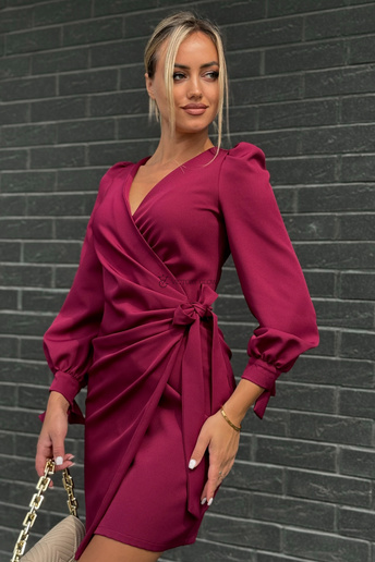 Elegancka sukienka kopertowa Melania bordo