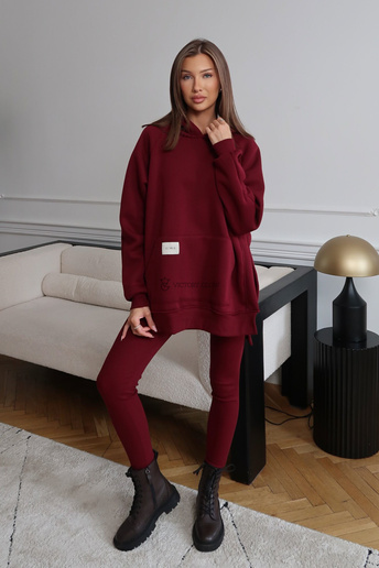 Komplet bluza z kapturem i legginsy Soho bordo