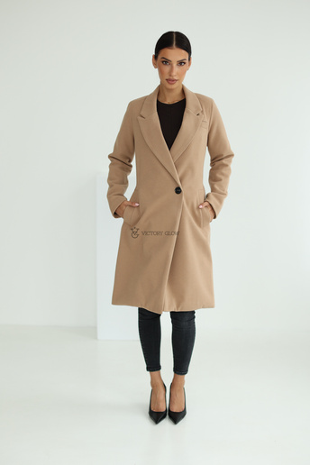 Elegancki płaszcz z paskiem Klara beżowy