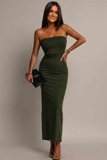 Dopasowana sukienka bandeau Sonya zielona