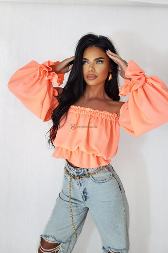 Bluzka krótka hiszpanka Azara neonowy pomarańczowy