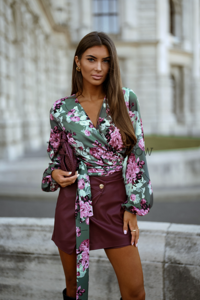 Bluzka  z założeniem kopertowym Tulla Green Blush