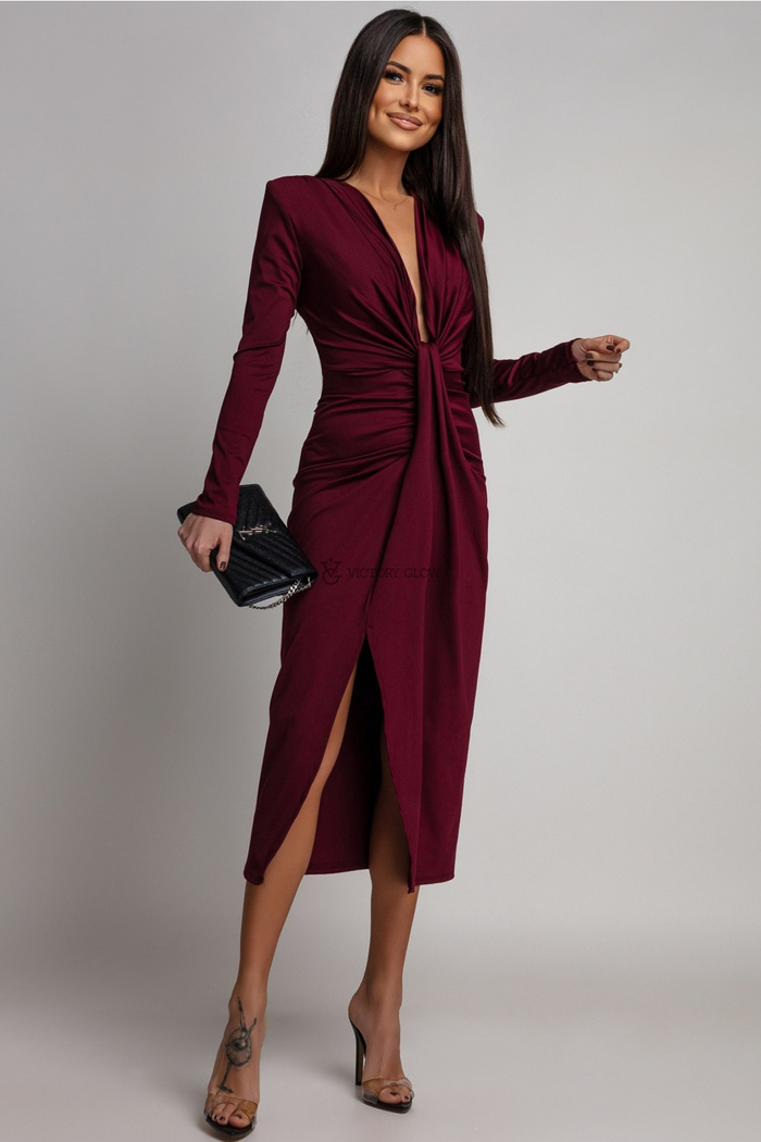 Sukienka w prążek z drapowaniem Bree bodowa