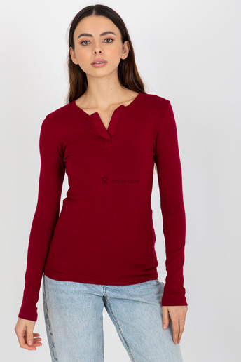 Dopasowana bluzka z długim rękawem Aga bordowa