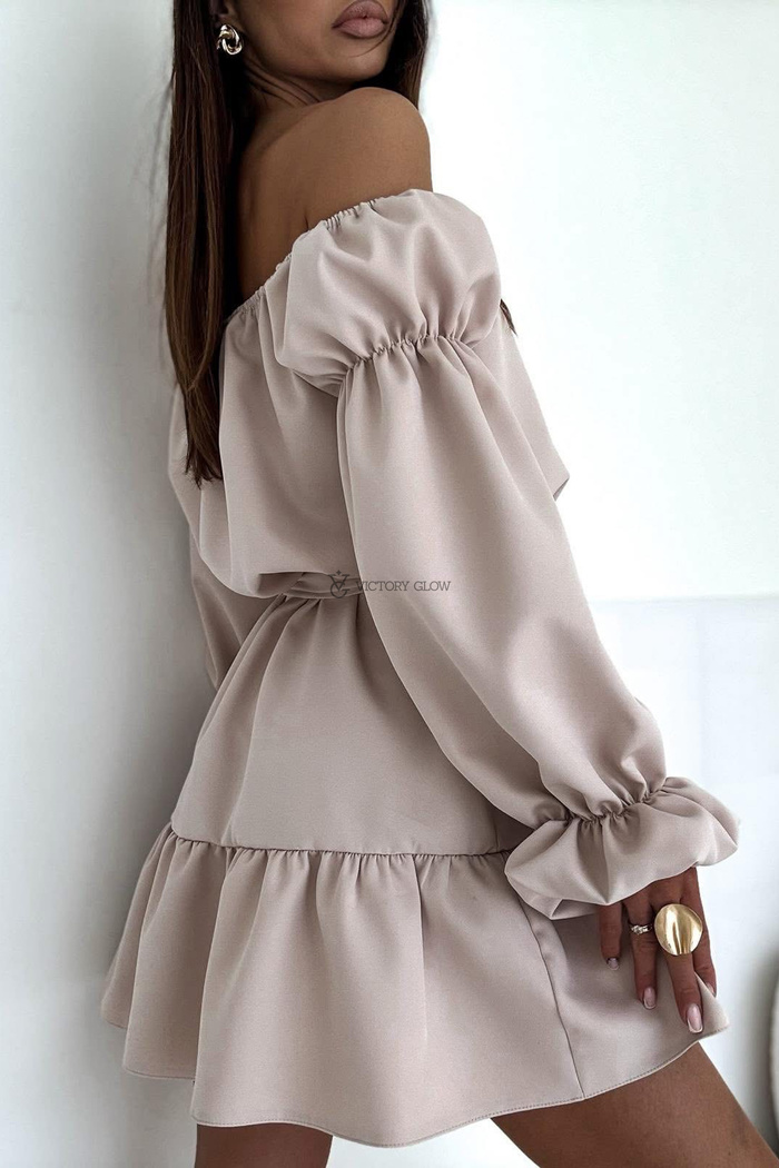 Sukienka Milli hiszpanka z falbaną beżowa