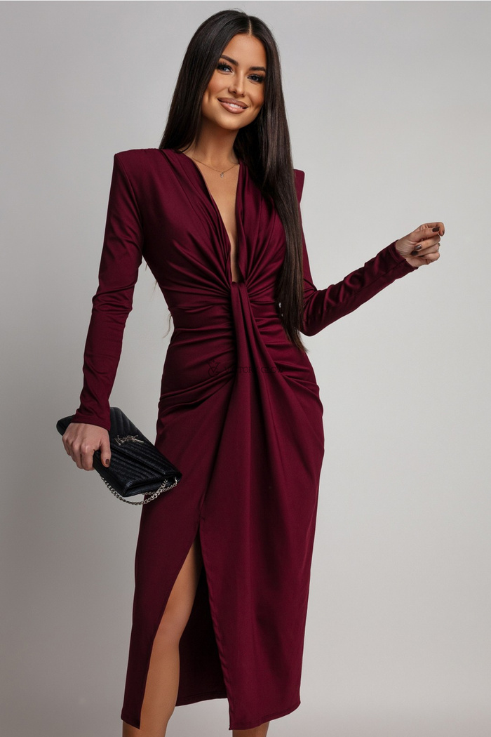 Sukienka w prążek z drapowaniem Bree bodowa