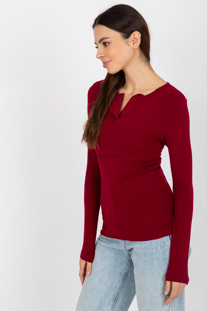 Dopasowana bluzka z długim rękawem Aga bordowa
