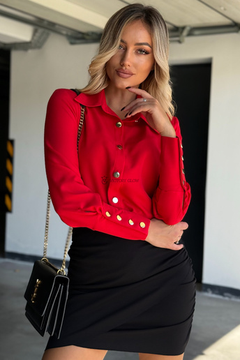 Elegancka koszula z wysokim mankietem Corrie czerwona