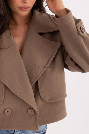 Krótki płaszcz z kołnierzem  Roma Latte