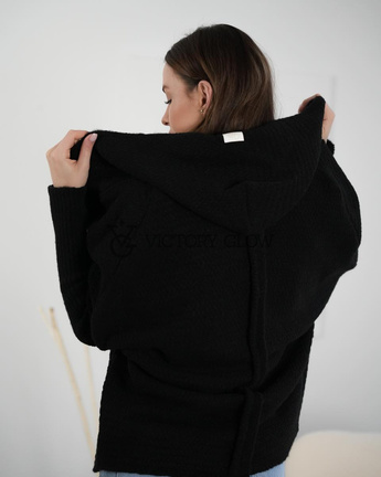 Kardigan Julia oversize z kapturem czarny