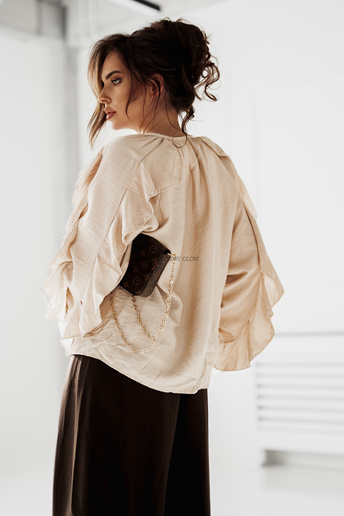 Koszula oversize z falbanami Ella beżowa