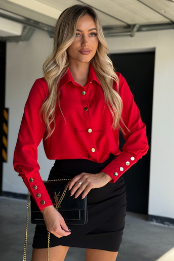 Elegancka koszula z wysokim mankietem Corrie czerwona