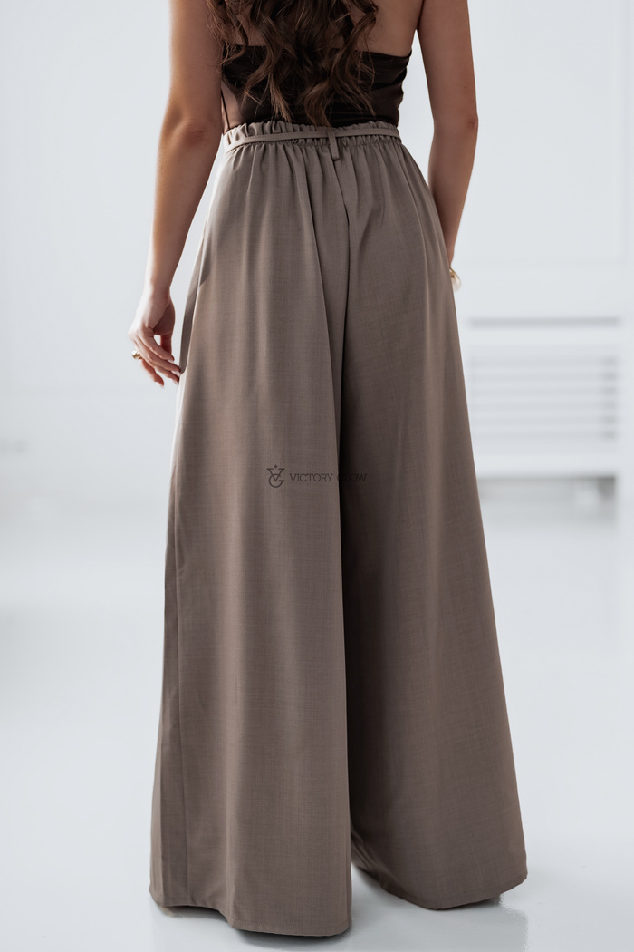 Szerokie spodnie z różą Mila latte