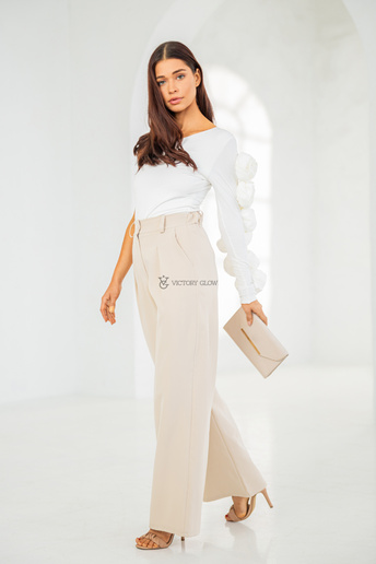 Eleganckie spodnie wide leg Gainne beżowe