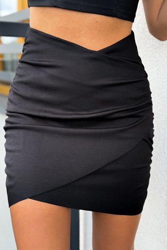 Dopasowana spódnica kopertowa z marszczeniem Malwa czarna