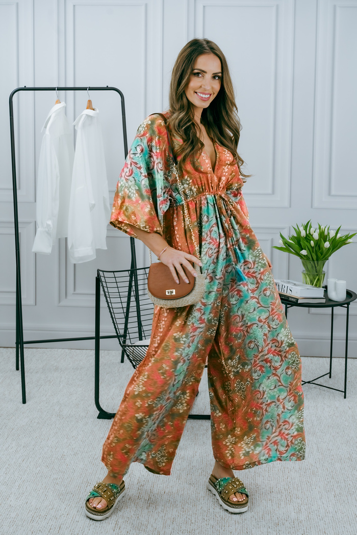 Jedwabny kombinezon Alessia zielony