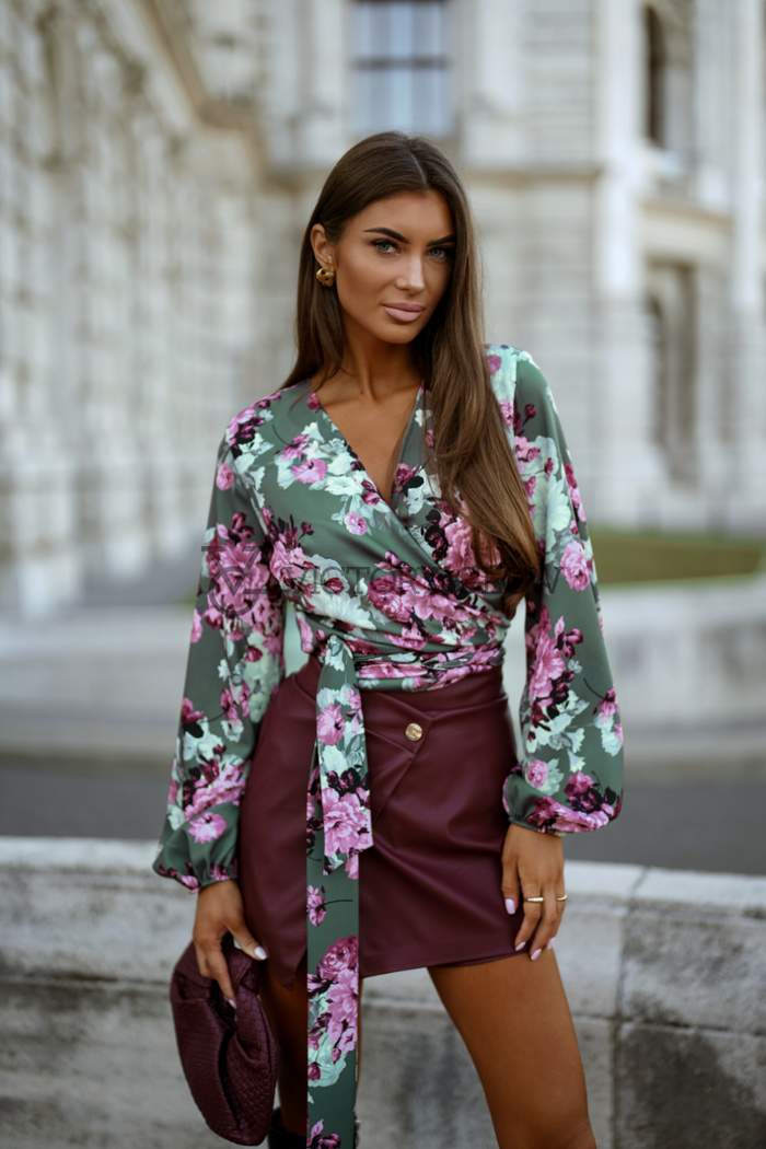 Bluzka  z założeniem kopertowym Tulla Green Blush