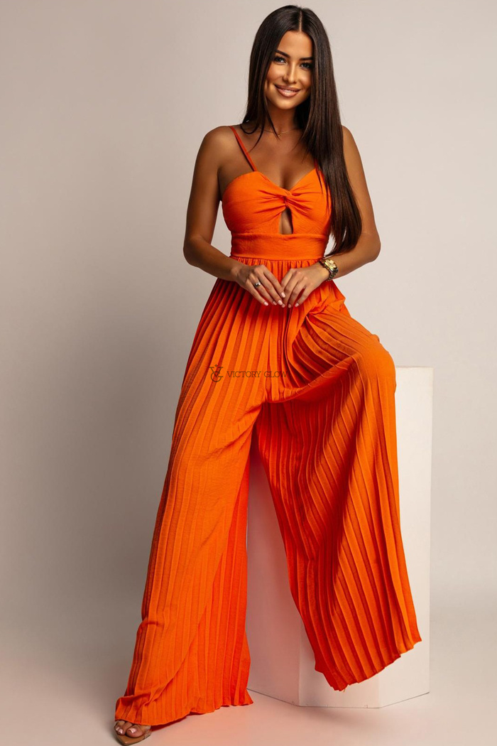 Kombinezon z plisowanymi nogawkami Maura pomarańczowy