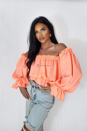 Bluzka krótka hiszpanka Azara neonowy pomarańczowy