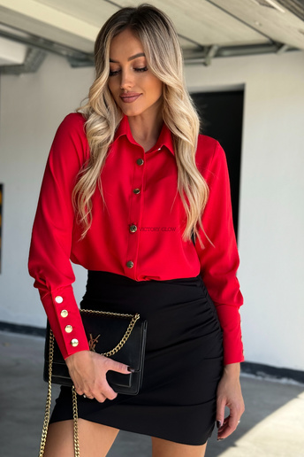 Elegancka koszula z wysokim mankietem Corrie czerwona