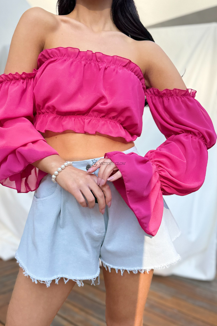 Krótki top hiszpanka Jasmine różowy