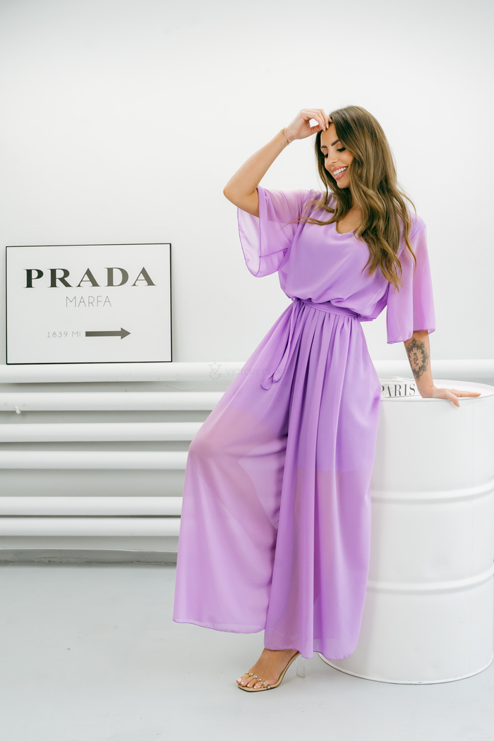 Elegancki szyfonowy kombinezon Cora fioletowy