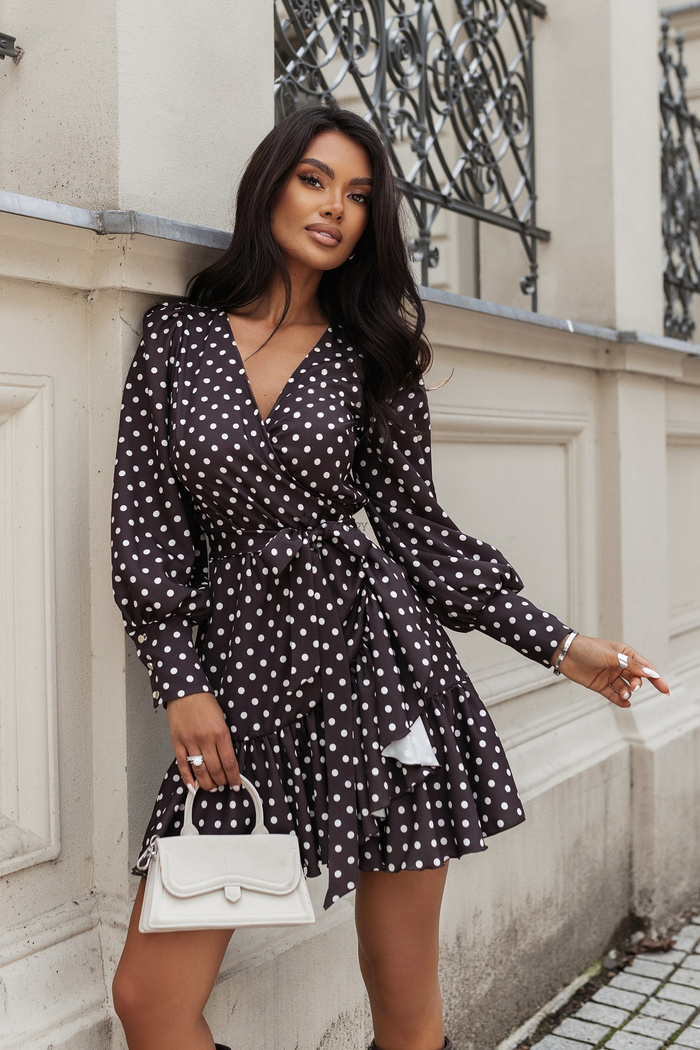 Kopertowa sukienka w groszki Anna