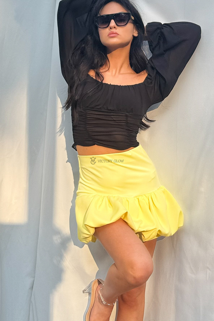 Spódnico-spodenki z falbanką Rene żółte