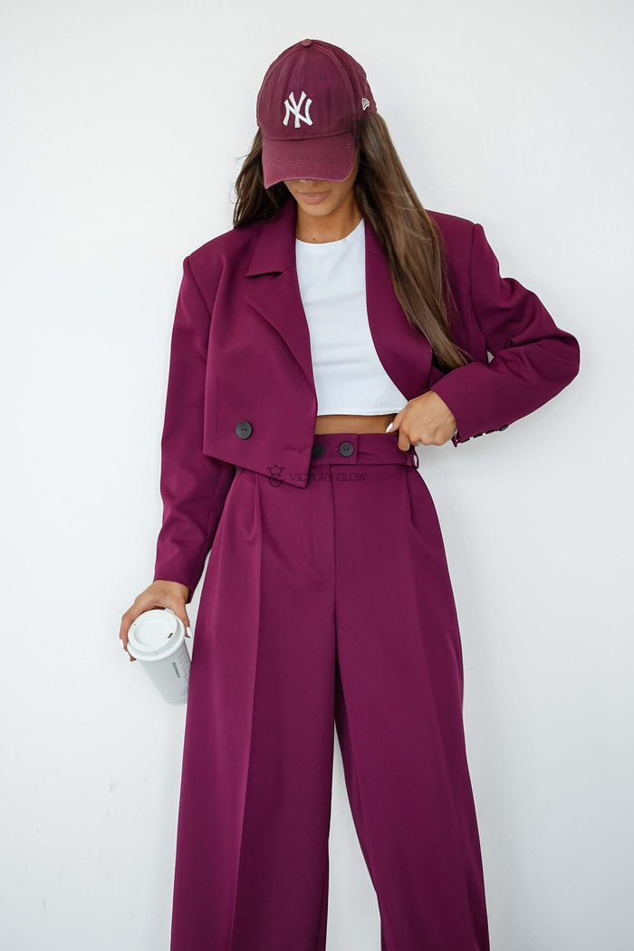 Krótka marynarka oversize Darling bordowa