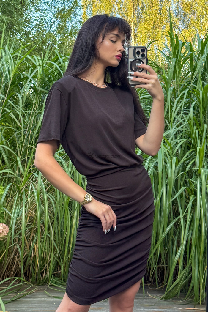 Sukienka w prążek Maria czekoladowa