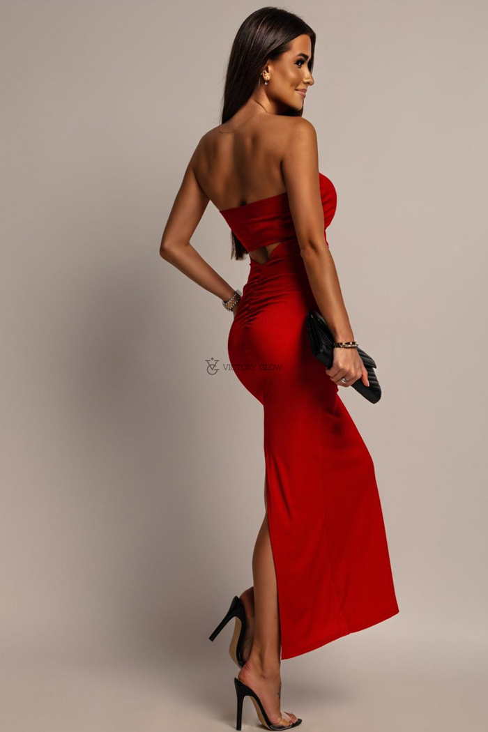 Dopasowana sukienka bandeau Sonya czerwona