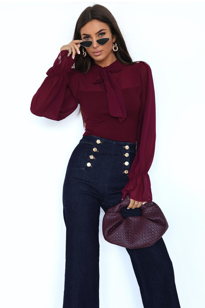 Elegancka bluzka szyfonowa Celeste bordowa