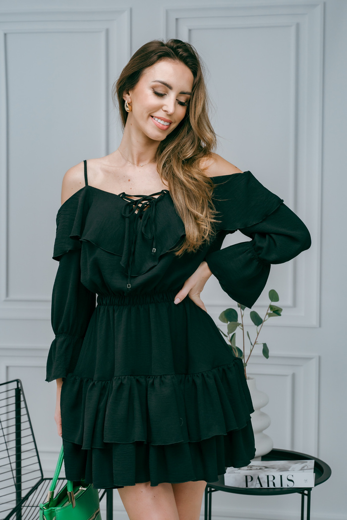 Czarna mini sukienka hiszpanka Maya 